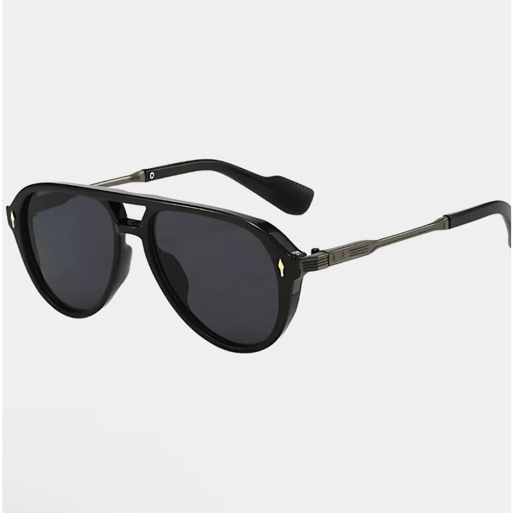 NEW VZN Frames Sainte Maxi | Onyx Black Round Aviator Sunglasses